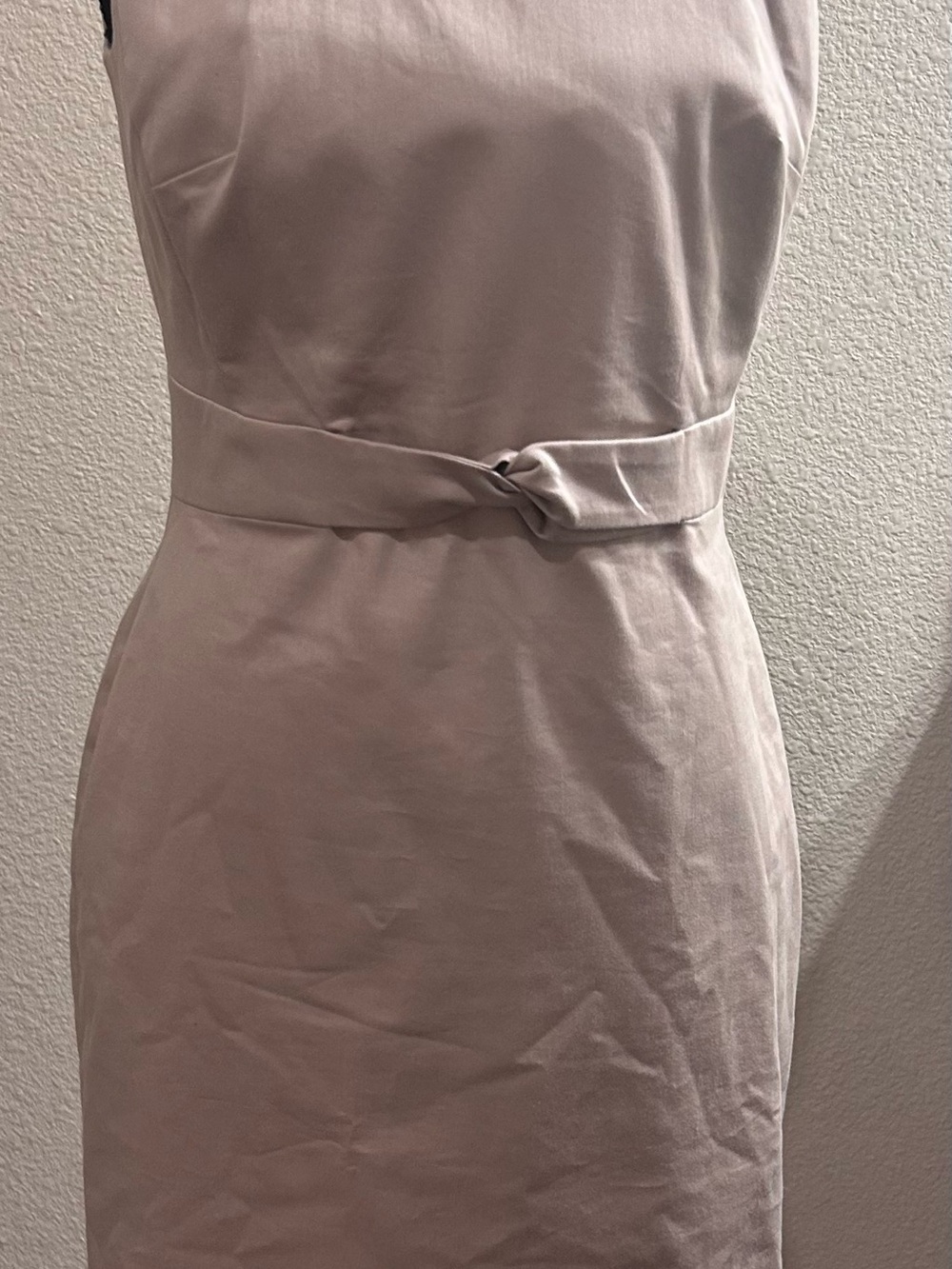 Ann Taylor Light Beige Sleeveless Sheath Dress with Waist Detail
